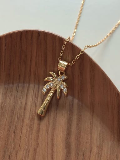 Coconut tree 925 Sterling Silver With Gold Plated Personality Cross Coconut tree  Necklaces