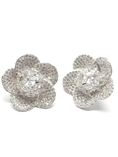 GODKI Luxury Women Wedding Dubai Copper With White Gold Plated Fashion Flower Earrings