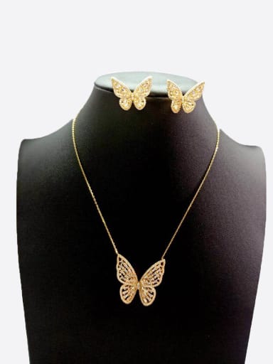 GODKI Luxury Women Wedding Dubai Copper With Gold Plated Simplistic Butterfly Jewelry Sets