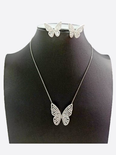 GODKI Luxury Women Wedding Dubai Copper With White Gold Plated Simplistic Butterfly Jewelry Sets
