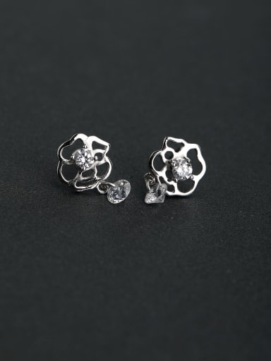 Glossy flowers Pendant 925 silver Stud earrings