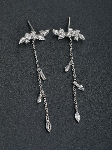 Micro inlay Zircon flower 925 silver Drop Earrings