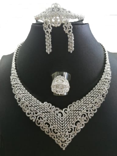 custom GODKI Luxury Women Wedding Dubai Copper With White Gold Plated Classic Irregular 4 Piece Jewelry Set