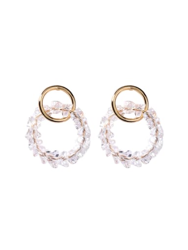 Alloy With Gold Plated Fashion Round Beads Stud Earrings