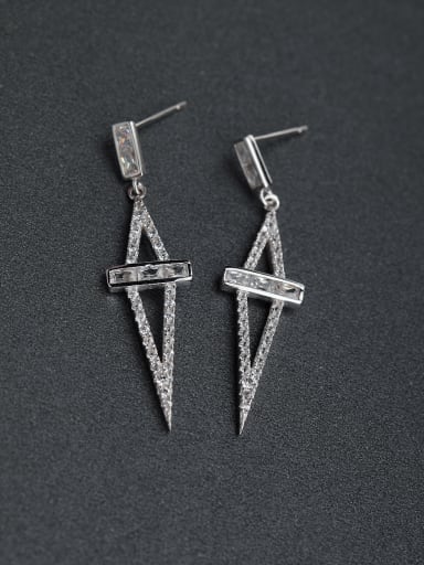 Elegant Micro inlay Zircon Slender triangle 925 silver Stud earrings