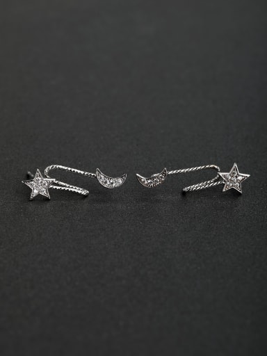 small and exquisite  Star Moon 925 silver Drop Earrings