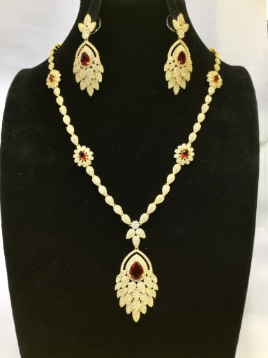 GODKI Luxury Women Wedding Dubai Copper With MIX Plated Trendy Leaf 2 Piece Jewelry Set