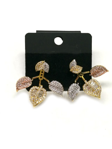 GODKI Luxury Women Wedding Dubai Copper With Gold Plated Fashion Leaf Earrings