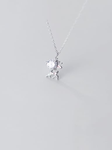 925 Sterling Silver With Platinum Plated Cute  Small Elk Necklaces