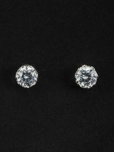 White Studs stud Earring with Platinum Plated Zircon