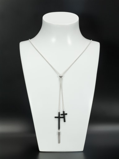 Cross style with Platinum Plated Zircon Necklace