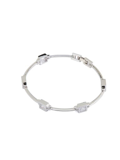 Silver Square Youself ! Silver-Plated Zinc Alloy  Bracelet