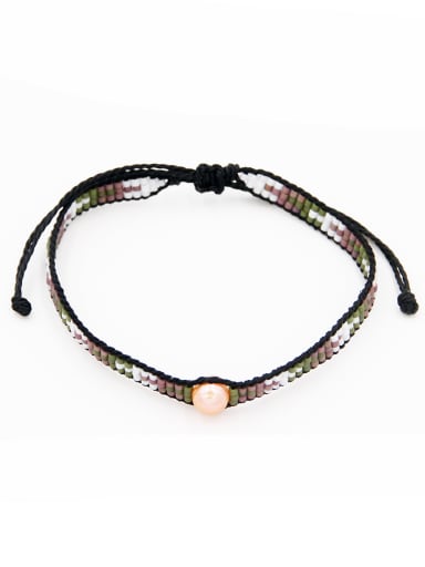 Mother's Initial Multi-Color Bracelet with Round Pearl