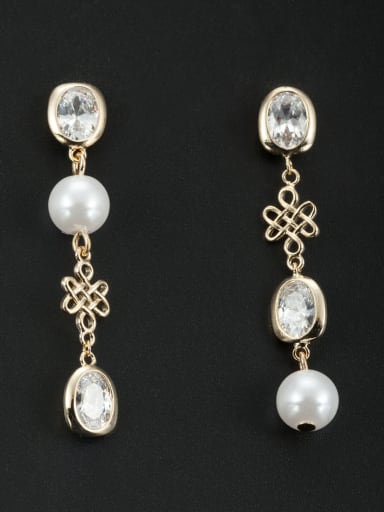 Model No NY41693-001 The new Gold Plated Pearl Round Drop drop Earring with White
