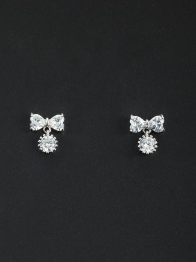 Personalized Platinum Plated White Heart Zircon Drop drop Earring