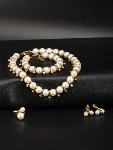 Charm style with Gold Plated Zinc Alloy Pearl 4 Pieces Set
