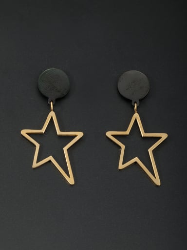 Mother's Initial Gold Drop drop Earring with Star