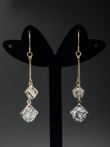 Custom White Square Drop drop Earring with Gold Plated
