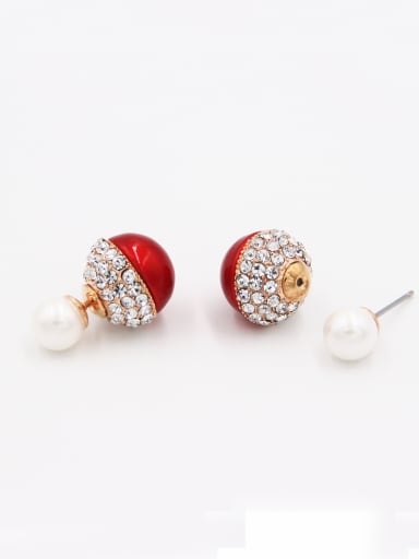 The new  Rose Plated Rhinestone  Studs stud Earring with Red