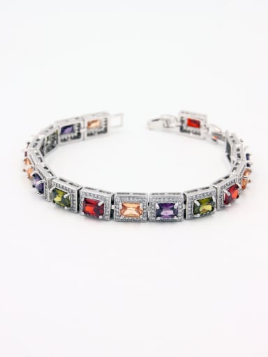 Mother's Initial Multi-Color bangle with Square Zircon