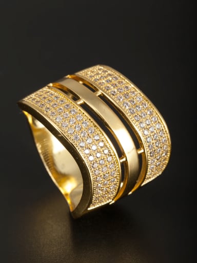 A Gold Plated Copper Stylish Zircon Ring Of  6#-9#