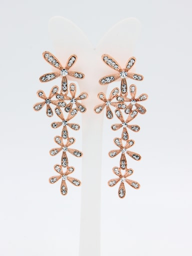 White color Rose Plated Statement Rhinestone Drop drop Earring