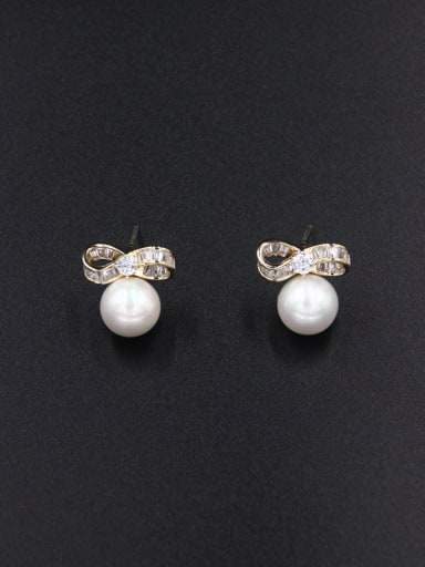 A Gold Plated Stylish Zircon Drop stud Earring Of