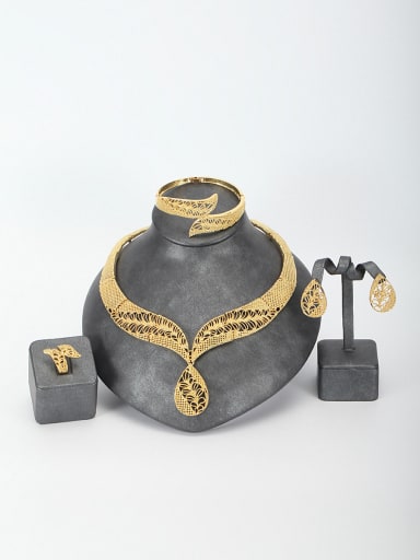 GODKI Luxury Women Wedding Dubai New design Gold Plated Zinc Alloy  4 Pieces Set in color