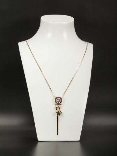New design Gold Plated Copper Star Enamel Necklace in Black color