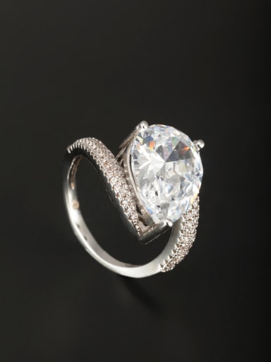 Platinum Plated Copper Zircon White Ring 6#-9#