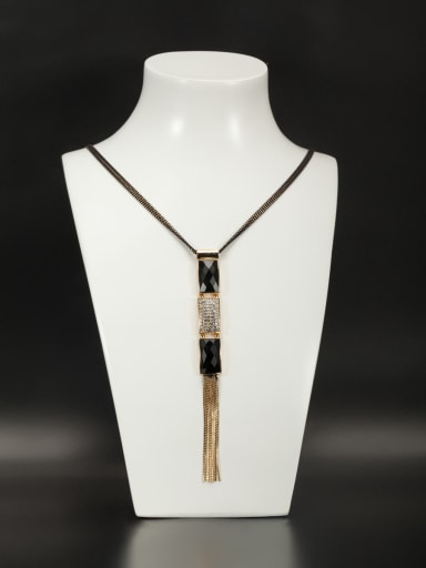 Gold Plated Copper Square Crystal Necklace
