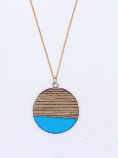Multicolor Round Necklac with Gold Plated Wood