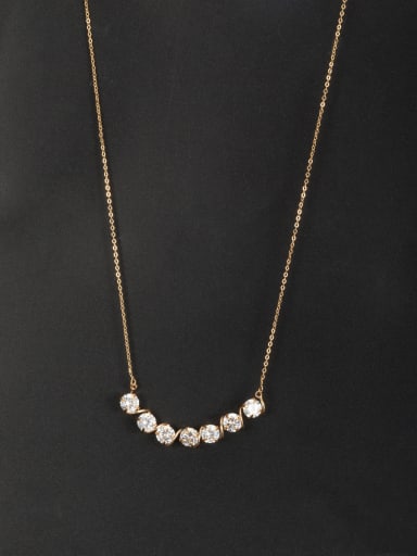 White Round Necklace with Gold Plated Zircon