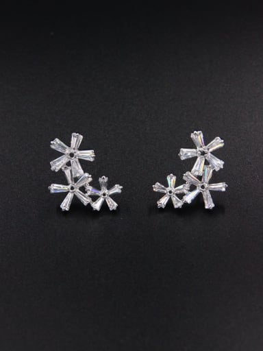 Model No NY38776-001 A Platinum Plated Stylish Zircon Studs stud Earring Of Flower