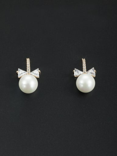 Personalized Gold Plated White Butterfly Pearl Drop drop Earring