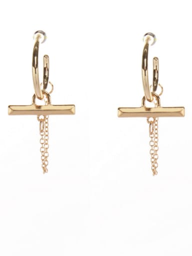 Mother's Initial Gold Drop drop Earring with Cross