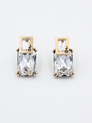 New design Gold Plated Geometric austrian Crystals Studs stud Earring in White color
