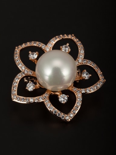 A Rose Plated Stylish Pearl Lapel Pins & Brooche Of