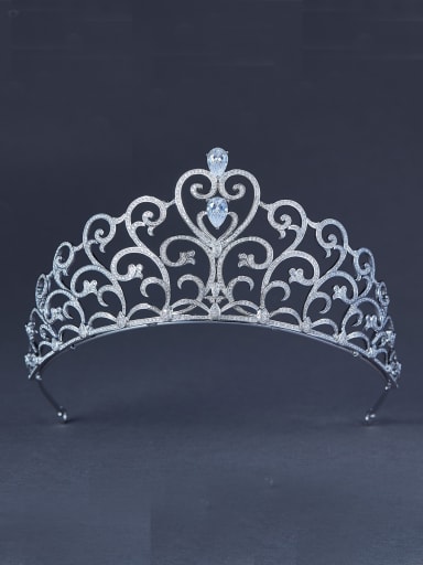 Heart Platinum Plated Zircon White Wedding Crown