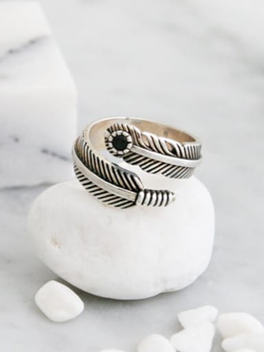 Feather Band band ring with 925 silver