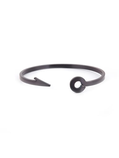 Black Personalized Bangle with Gun Color plated Titanium