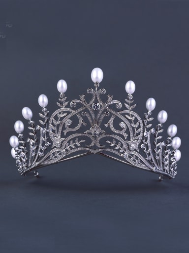 Model No 1000001739 Custom White Wedding Crown with Platinum Plated