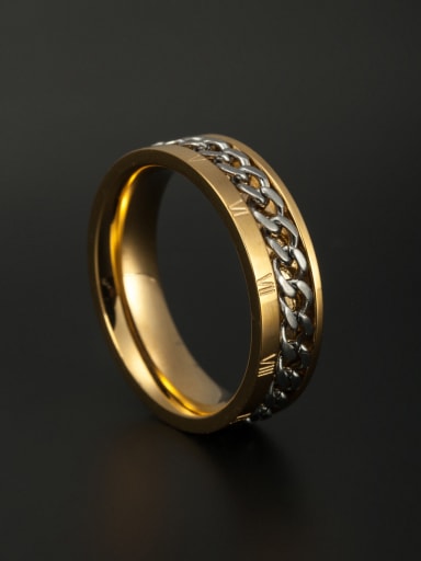 Gold band ring with Stainless steel 6-8#