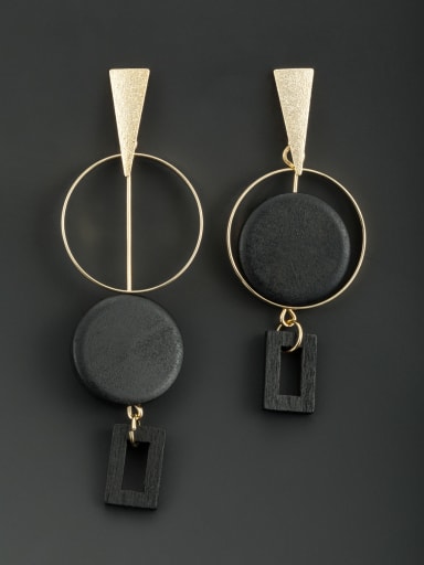 Custom Black Round Drop drop Earring with Gold Plated