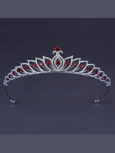 Red Wedding Crown with Platinum Plated Zircon