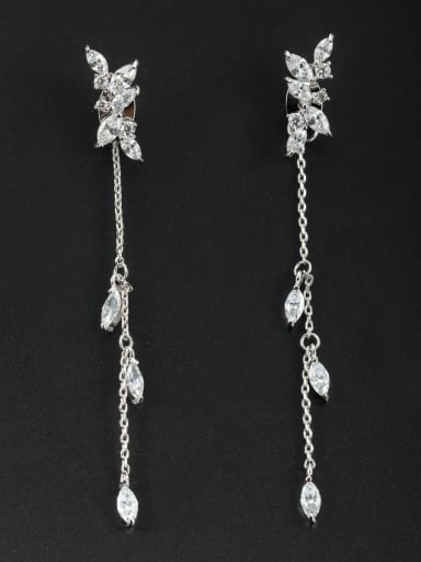 chain style with Platinum Plated Zircon Drop drop Earring