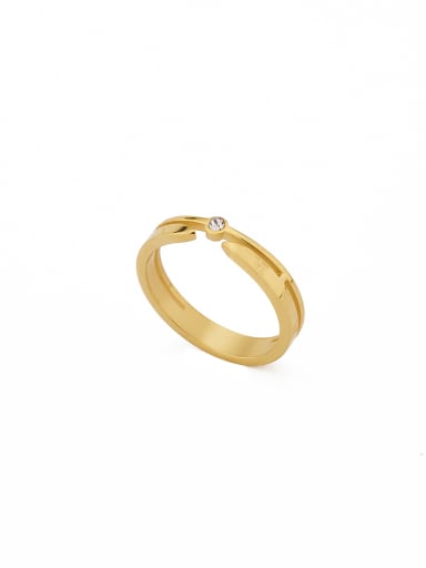 Gold Plated Stainless steel Round Gold Rhinestone Beautiful Band band ring
