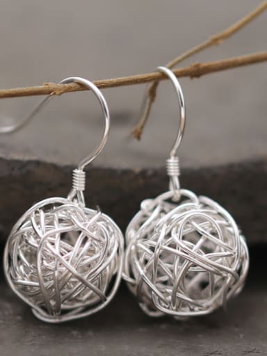 Silver color Silver Round Drop drop Earring
