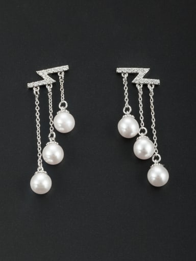 Blacksmith Made Platinum Plated Pearl Personalized Drop drop Earring