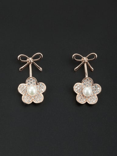 Model No 1000001065 Personalized Gold Plated White Butterfly Pearl Drop drop Earring